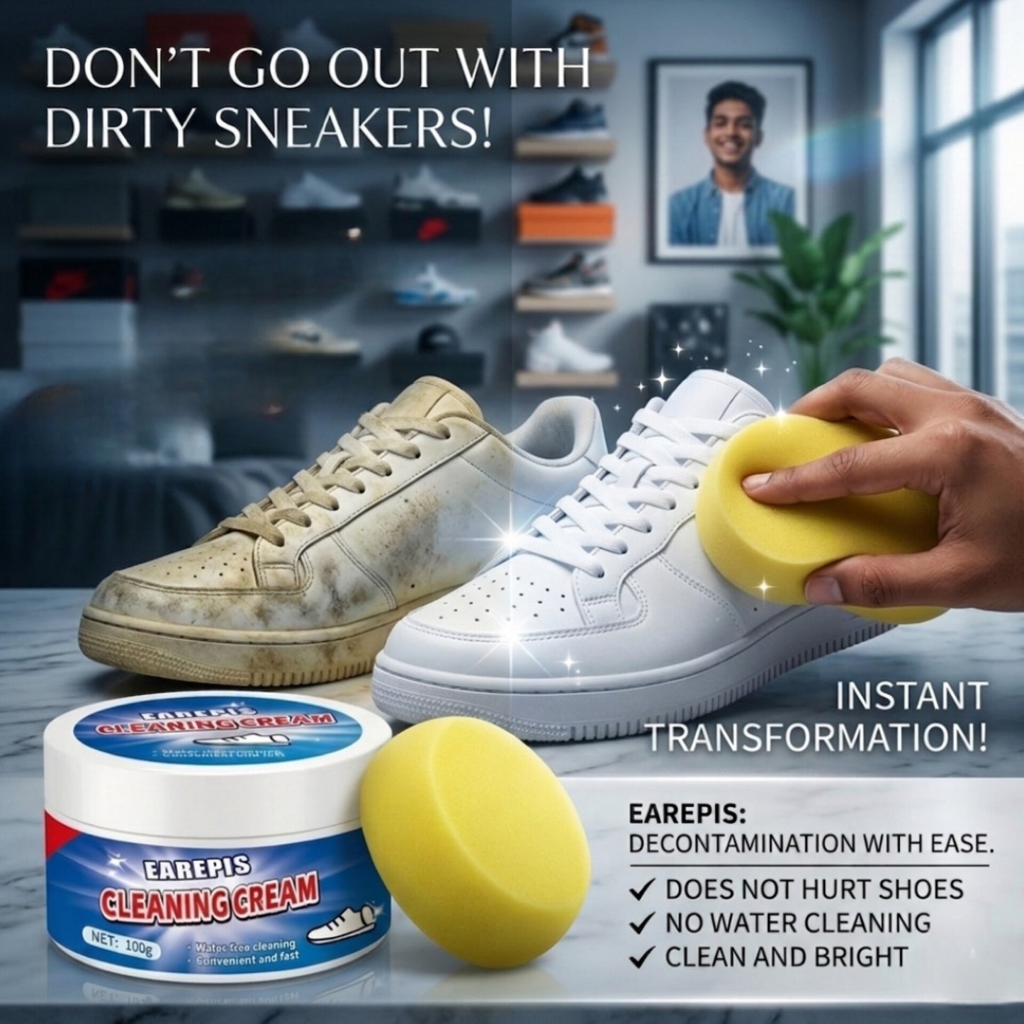 Multipurpose Whitening Cleaning Cream with Sponge